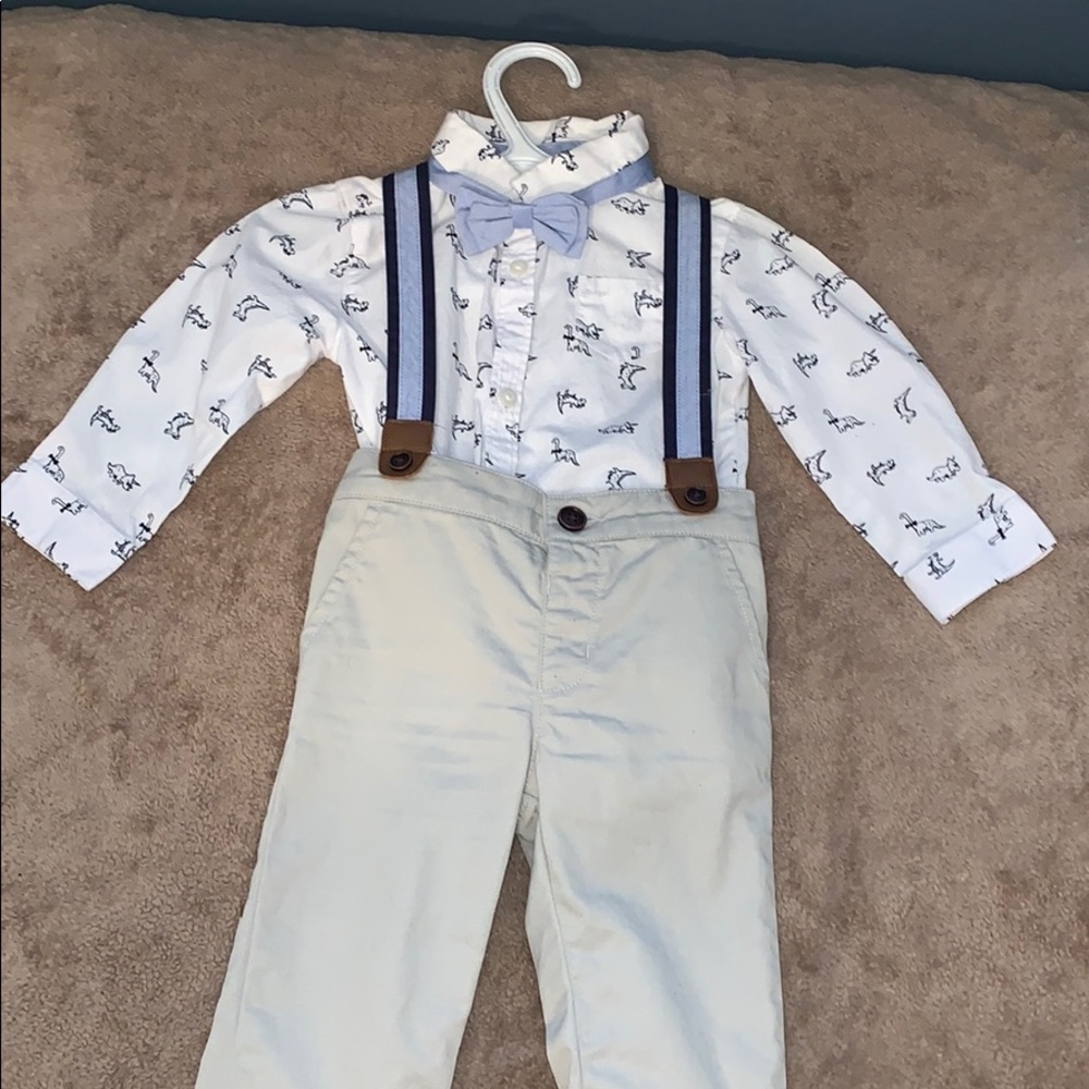 Gymboree shirt and pant with straps 12-18 month